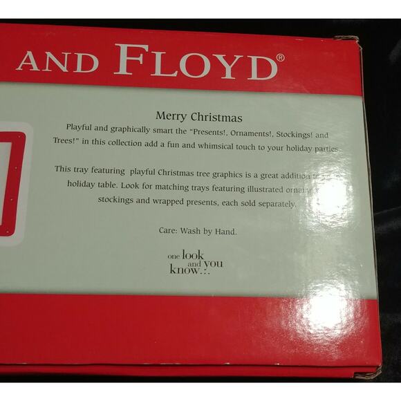 NIB Fitz & Floyd Merry Christmas Tree GLASS TRAY 12.5" X7”Serving Plate Platter - Picture 2 of 7